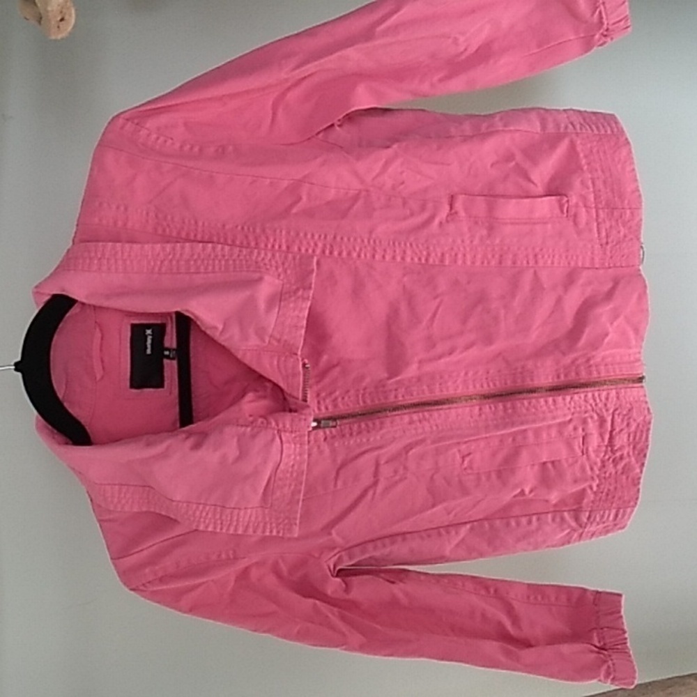Hurley cropped pink half sleeve full zip fabric lightweight jacket/ coat